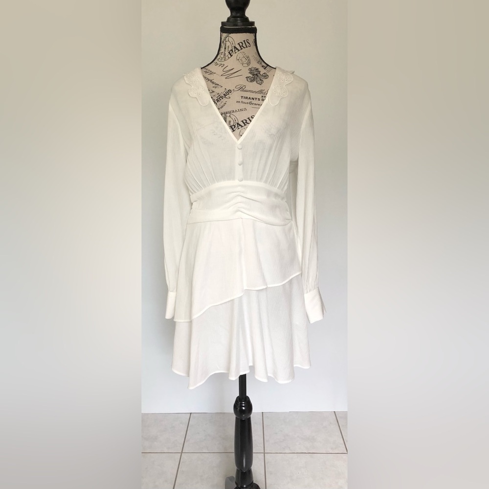 Zara Dress Long Sleeve White/Off White Size Large New with Tags